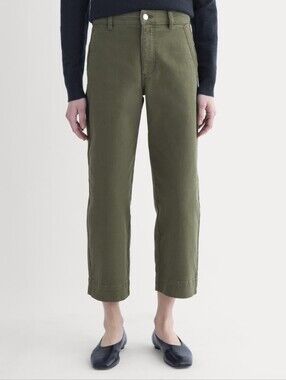 Everlane The Utility Straight Leg High Rise Olive Green Cotton Chino Pants 12